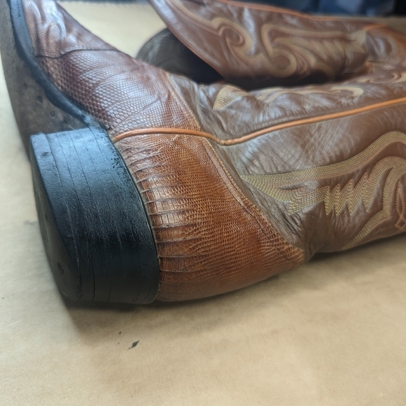 Tony Lama boots men's size 9.5EE. Exotic Genuine Brown Teju Lizard leather class - Picture 8 of 12